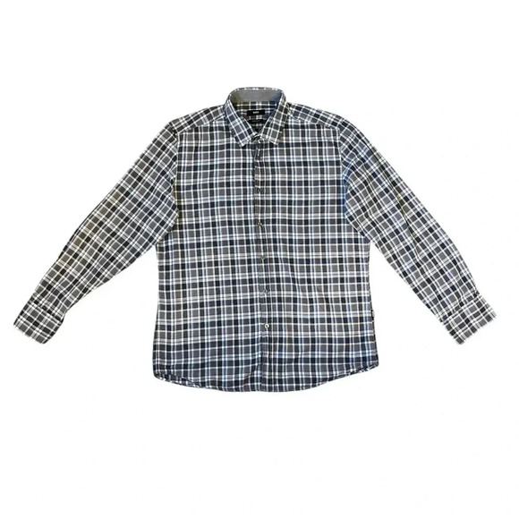 Hugo‎ Boss Lukas 2 Long-Sleeve Plaid Button-Up Shirt Men's Size Large - Picture 2 of 14
